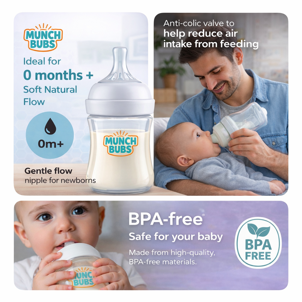 150ml Baby Feeding Bottle Combo (2 Pack) | Safe, Anti-Colic & Leak-Proof