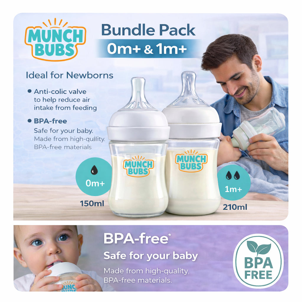 150ml + 210ml Baby Bottle Combo (2 Pack) | BPA Free, Anti-Colic & Leak-Proof