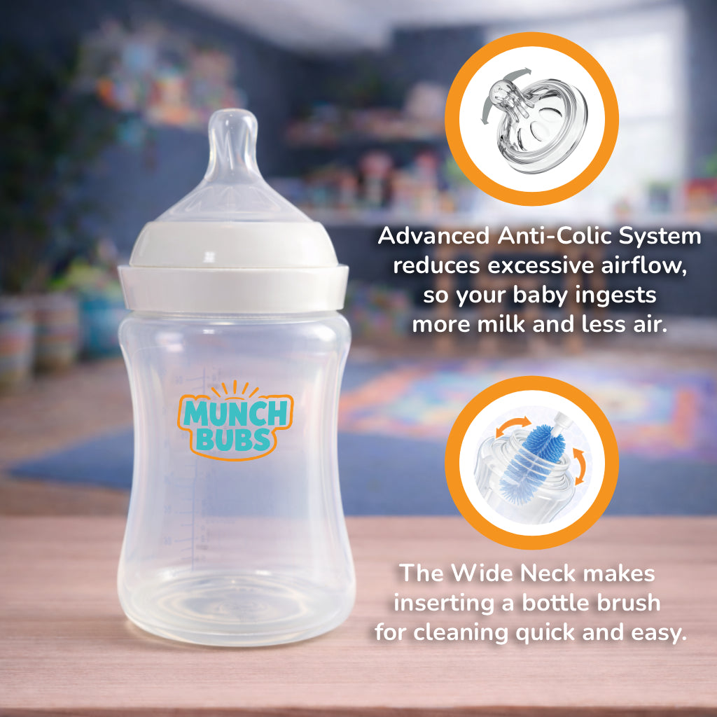 210ml baby feeding milk bottle anti-colic valve, BPA-free and Natural Response Nipple