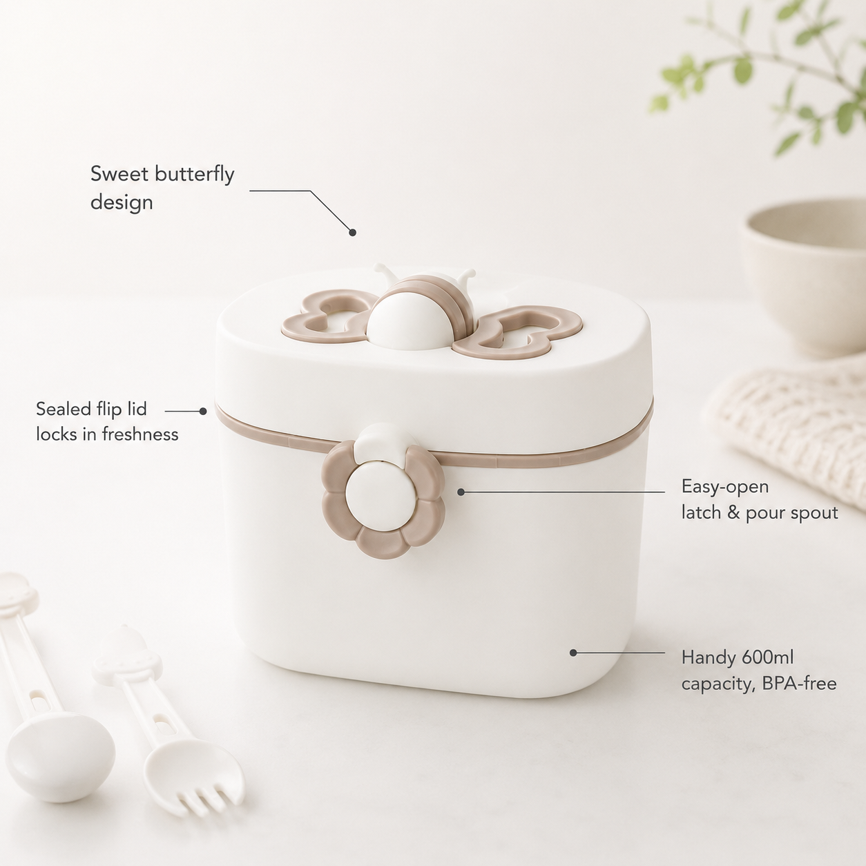 Butterfly Formula Storage & Dispenser Container —Travel Milk Powder Container, 600ml