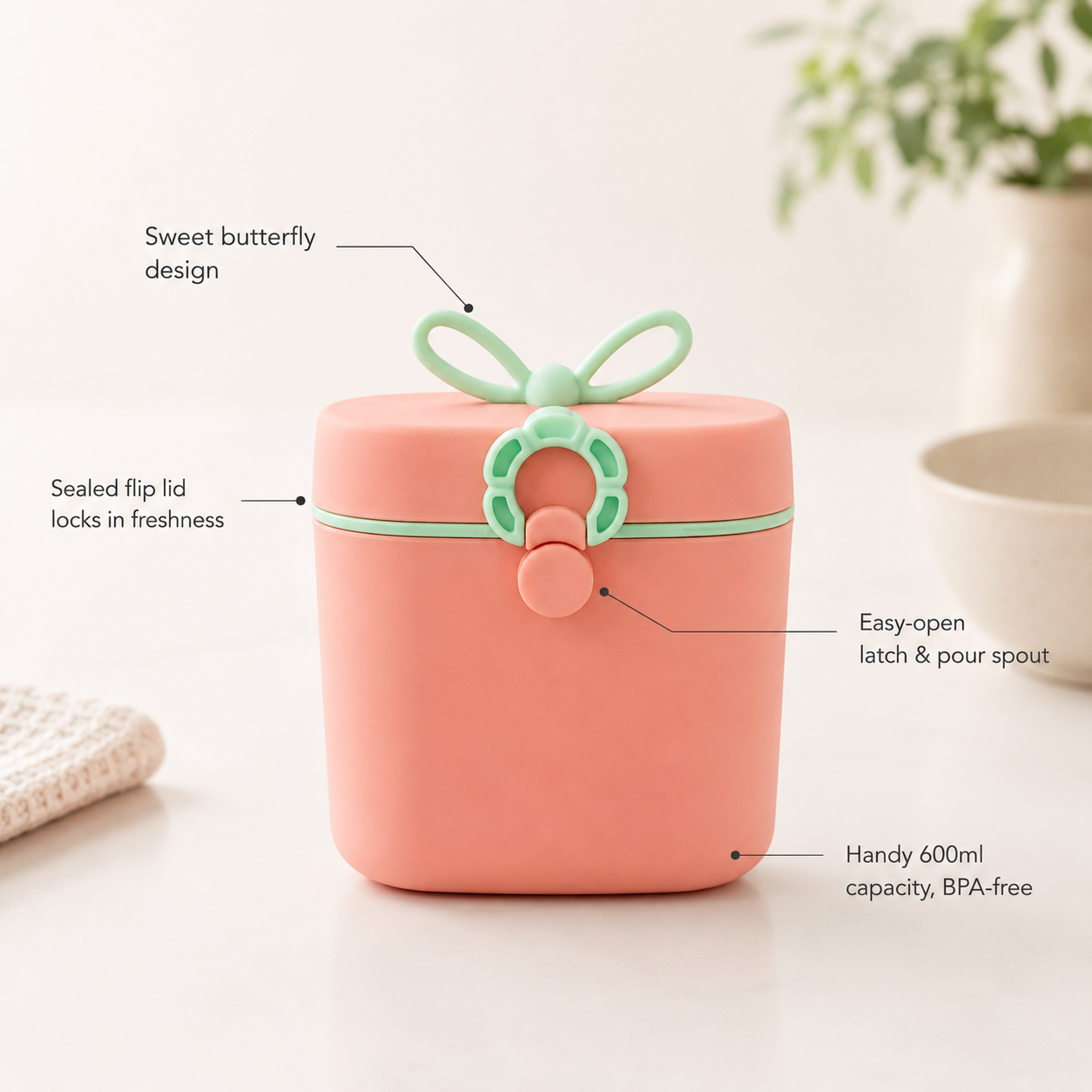 Butterfly Formula Storage & Dispenser Container —Travel Milk Powder Container, 600ml