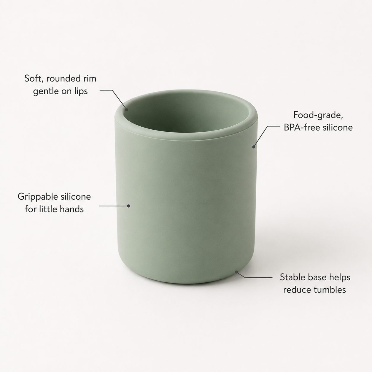 Silicone Baby Training Cup — Soft Open Cup for Independent Sipping & Weaning