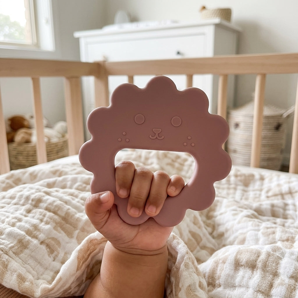 Lion Silicone Teether — BPA-Free Sensory Teething Ring for Babies