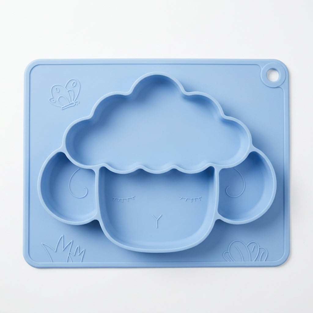 Sheep Silicone Placemat Plate — All-in-One Divided Feeding Mat for Babies
