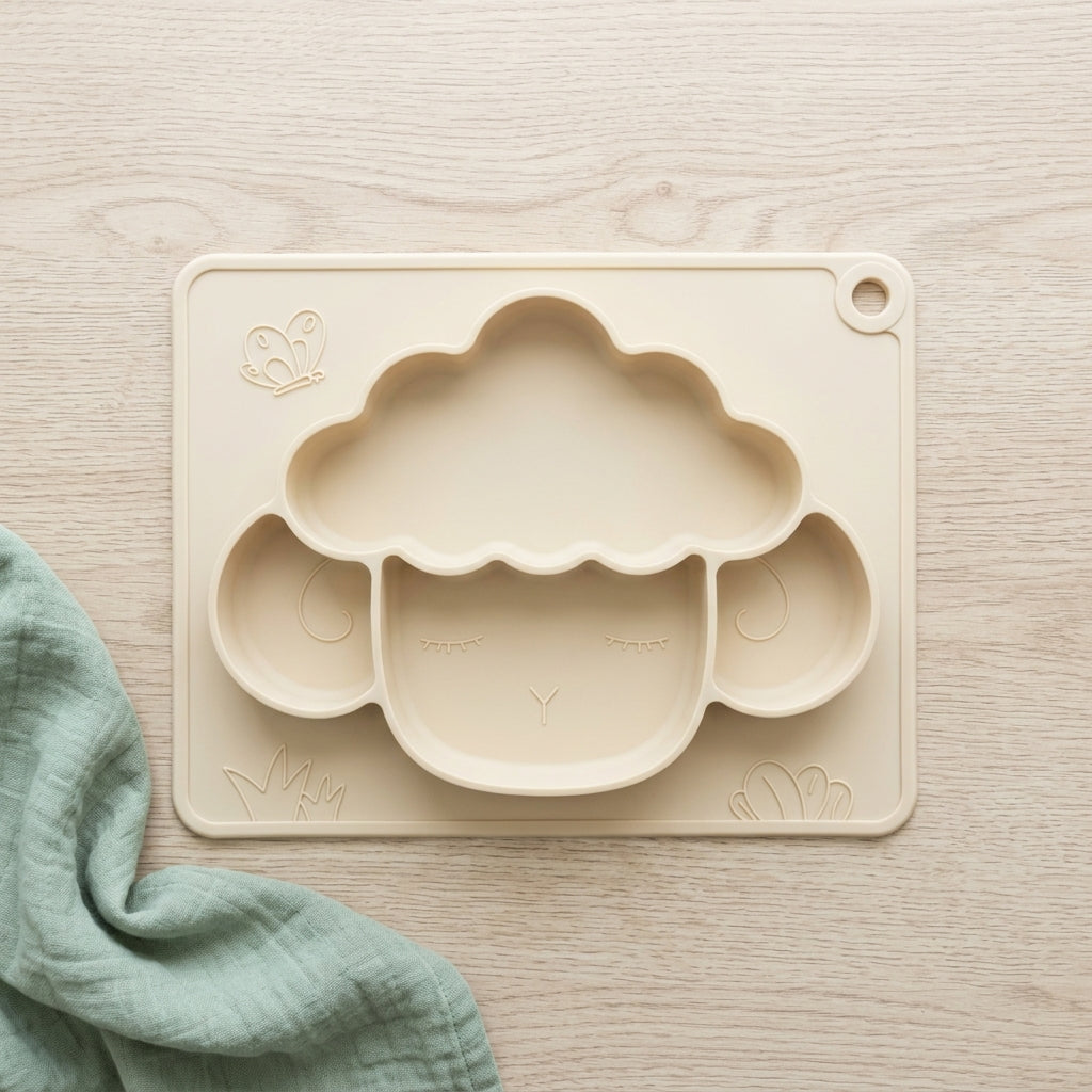 Sheep Silicone Placemat Plate — All-in-One Divided Feeding Mat for Babies