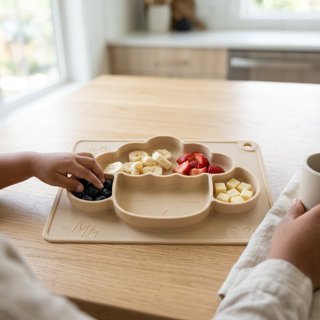 Sheep Silicone Placemat Plate — All-in-One Divided Feeding Mat for Babies