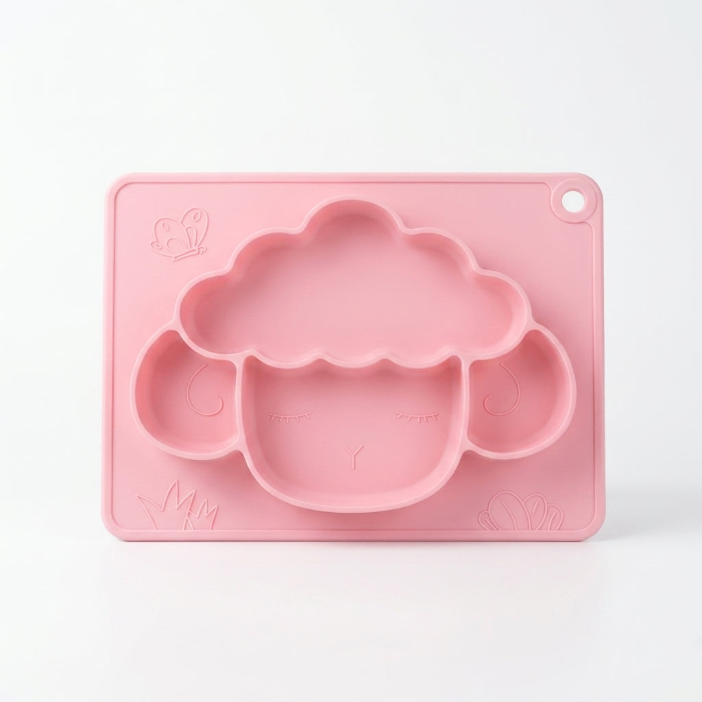 Sheep Silicone Placemat Plate — All-in-One Divided Feeding Mat for Babies