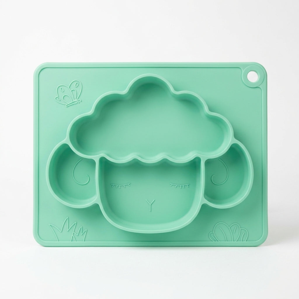 Sheep Silicone Placemat Plate — All-in-One Divided Feeding Mat for Babies