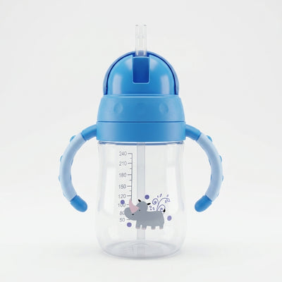 Baby Straw Sipper Bottle with Handles — 270ml Weighted Straw Cup, 6m+