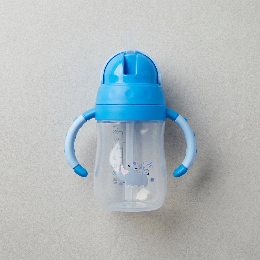 Baby Straw Sipper Bottle with Handles — 270ml Weighted Straw Cup, 6m+
