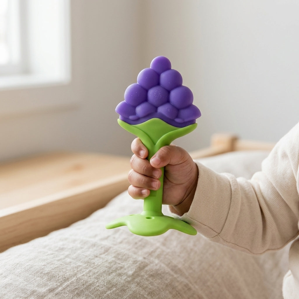 Silicone Baby Teether — Grape Sensory Teething Toy for Soothing Sore Gums