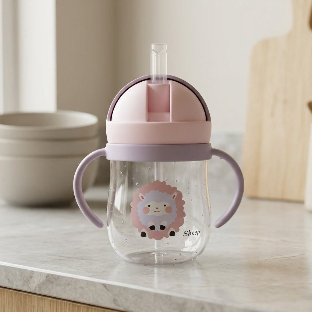 Baby Straw Sipper Cup with Handles — 250ml Weighted Gravity Ball Training Cup